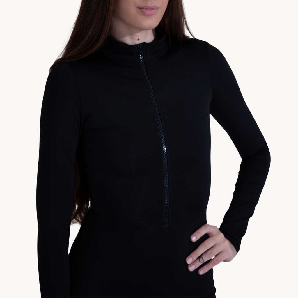 ELLEVE Macacão feminino preto com zíper frontal, ELLEVE.COM ideal para atividades físicas, yoga ou uso casual. USELLEVE Confortável, versátil e de modelagem ajustada.
USELLEVE.COM
